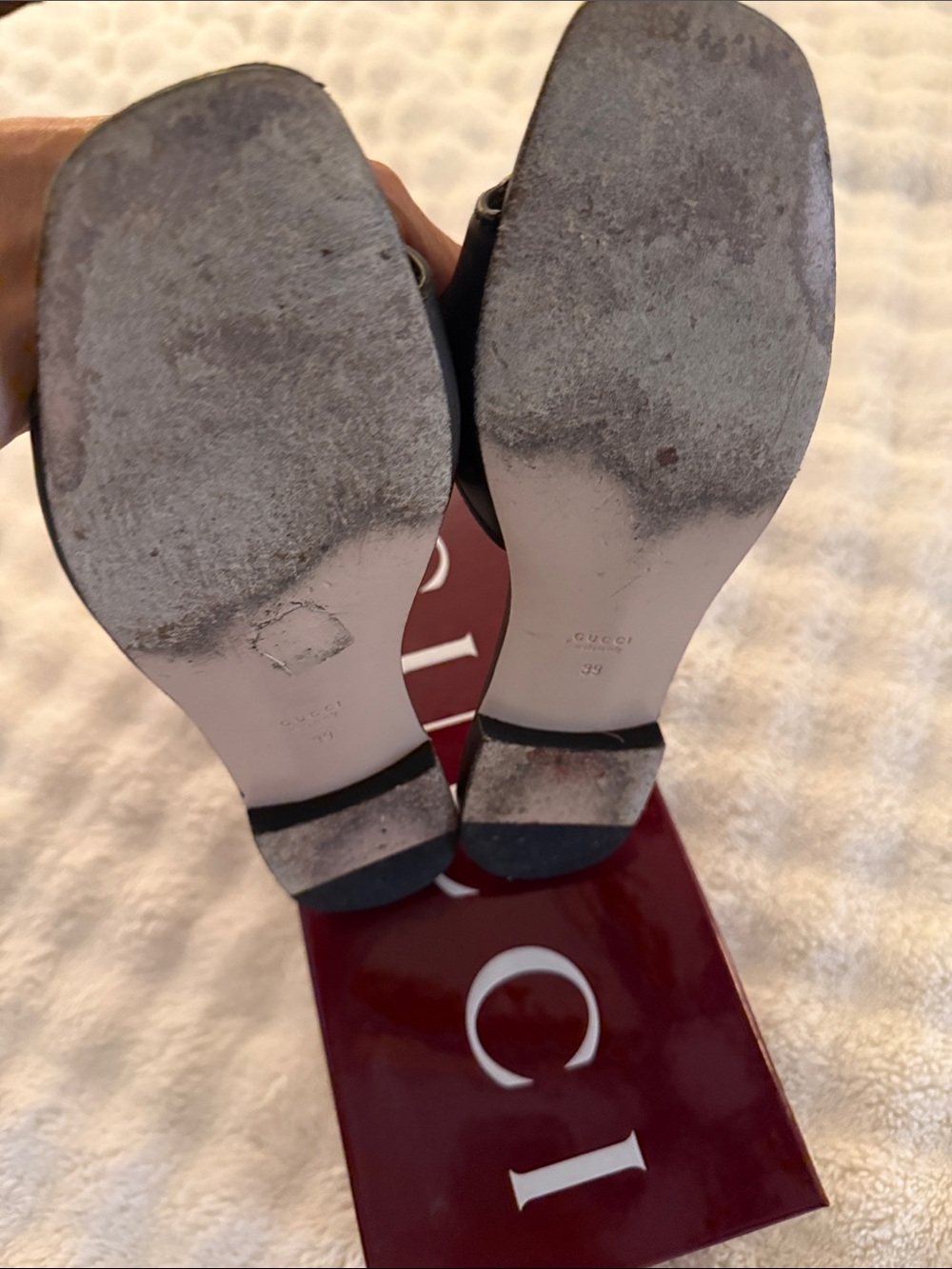 Gucci Black Leather GG Cutout Slide Sandals - Picture 3 of 6